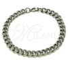Pulsera Básica 03.278.0006.08 Acero Inoxidable, Diseño de Miami Cubana, Pulido, Crudo (07 MM Thickness, 8 Inches Length)