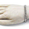 Pulsera Básica 03.278.0007.08 Acero Inoxidable, Diseño de Miami Cubana, Pulido, Crudo (09 MM Thickness, 8 Inches Length)