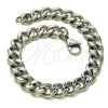 Pulsera Básica 03.278.0007.08 Acero Inoxidable, Diseño de Miami Cubana, Pulido, Crudo (09 MM Thickness, 8 Inches Length)