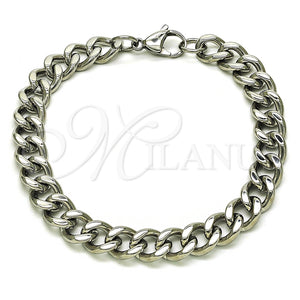 Pulsera Básica 03.278.0007.08 Acero Inoxidable, Diseño de Miami Cubana, Pulido, Crudo (09 MM Thickness, 8 Inches Length)