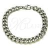 Pulsera Básica 03.278.0007.08 Acero Inoxidable, Diseño de Miami Cubana, Pulido, Crudo (09 MM Thickness, 8 Inches Length)