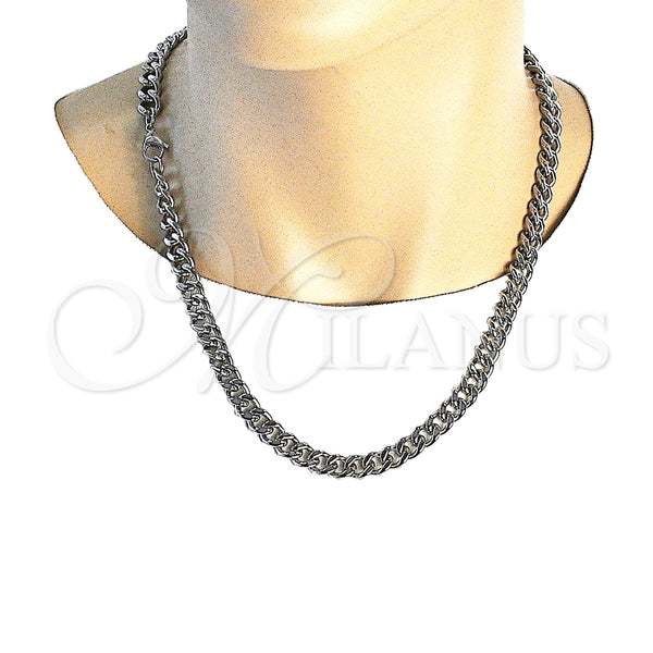 Collar y Pulsera 06.278.0002 Acero Inoxidable, Diseño de Miami Cubana, Pulido, Crudo