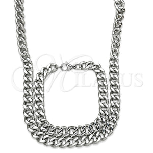 Collar y Pulsera 06.278.0002 Acero Inoxidable, Diseño de Miami Cubana, Pulido, Crudo