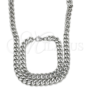 Collar y Pulsera 06.278.0002 Acero Inoxidable, Diseño de Miami Cubana, Pulido, Crudo