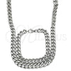 Collar y Pulsera 06.278.0002 Acero Inoxidable, Diseño de Miami Cubana, Pulido, Crudo