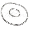 Collar y Pulsera 06.278.0003 Acero Inoxidable, Diseño de Figaro, Pulido, Crudo