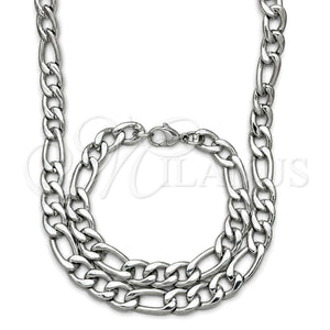 Collar y Pulsera 06.278.0003 Acero Inoxidable, Diseño de Figaro, Pulido, Crudo