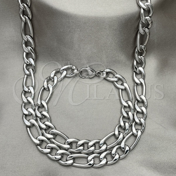 Collar y Pulsera 06.278.0003 Acero Inoxidable, Diseño de Figaro, Pulido, Crudo