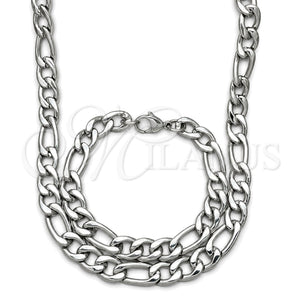 Collar y Pulsera 06.278.0003 Acero Inoxidable, Diseño de Figaro, Pulido, Crudo