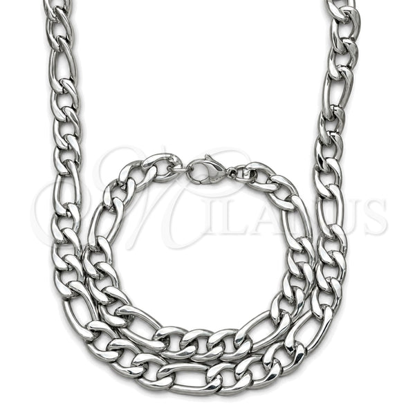 Collar y Pulsera 06.278.0003 Acero Inoxidable, Diseño de Figaro, Pulido, Crudo