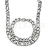Collar y Pulsera 06.278.0003 Acero Inoxidable, Diseño de Figaro, Pulido, Crudo