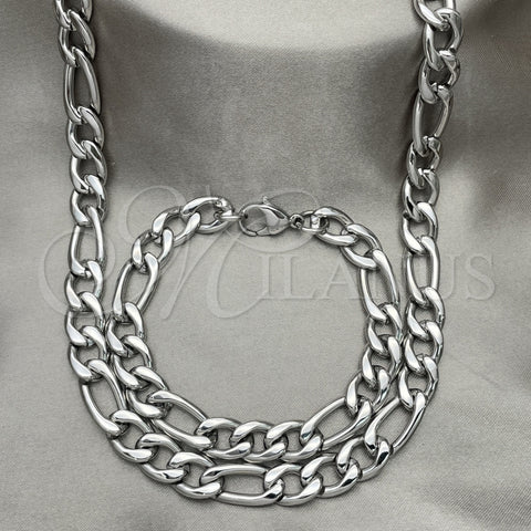 Collar y Pulsera 06.278.0003 Acero Inoxidable, Diseño de Figaro, Pulido, Crudo