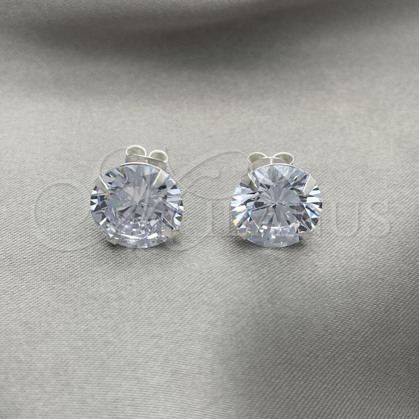 Arete Dormilona 02.401.0054.12 Plata Rodinada, con Zirconia Cubica Blanca, Pulido, Tono Plateado