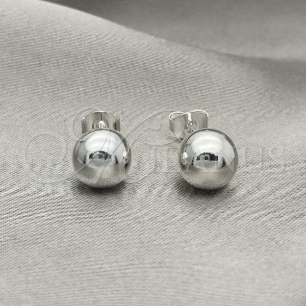 Arete Dormilona 02.401.0055.09 Plata Rodinada, Diseño de Bola, Pulido, Tono Plateado