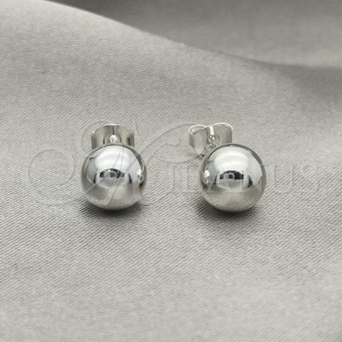 Arete Dormilona 02.401.0055.09 Plata Rodinada, Diseño de Bola, Pulido, Tono Plateado