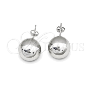 Arete Dormilona 02.401.0055.14 Plata Rodinada, Diseño de Bola, Pulido, Tono Plateado