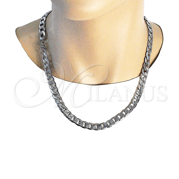 Collar y Pulsera 06.278.0005 Acero Inoxidable, Diseño de Cubana Pave, Diamantado, Crudo