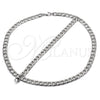 Collar y Pulsera 06.278.0005 Acero Inoxidable, Diseño de Cubana Pave, Diamantado, Crudo