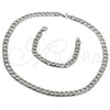 Collar y Pulsera 06.278.0005 Acero Inoxidable, Diseño de Cubana Pave, Diamantado, Crudo