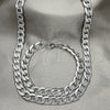 Collar y Pulsera 06.278.0005 Acero Inoxidable, Diseño de Cubana Pave, Diamantado, Crudo