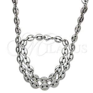 Collar y Pulsera 06.278.0006 Acero Inoxidable, Diseño de Puff Mariner, Pulido, Crudo