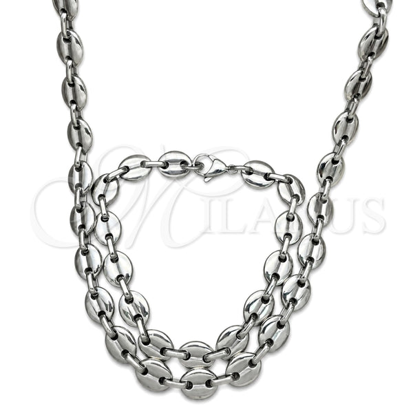 Collar y Pulsera 06.278.0006 Acero Inoxidable, Diseño de Puff Mariner, Pulido, Crudo