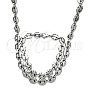 Collar y Pulsera 06.278.0006 Acero Inoxidable, Diseño de Puff Mariner, Pulido, Crudo