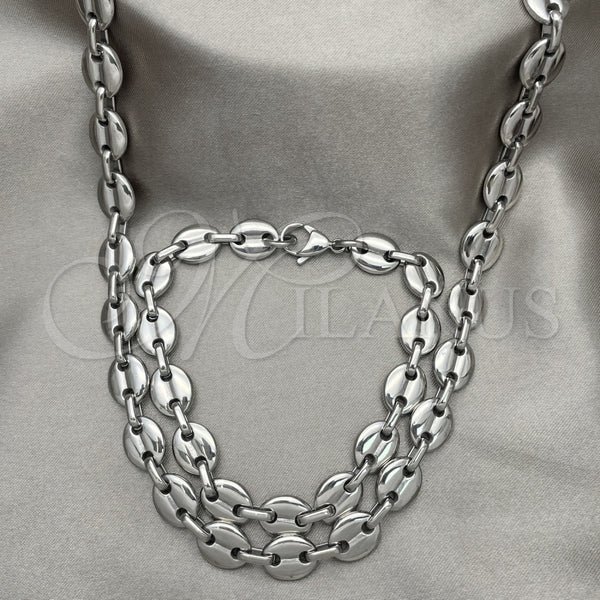 Collar y Pulsera 06.278.0006 Acero Inoxidable, Diseño de Puff Mariner, Pulido, Crudo