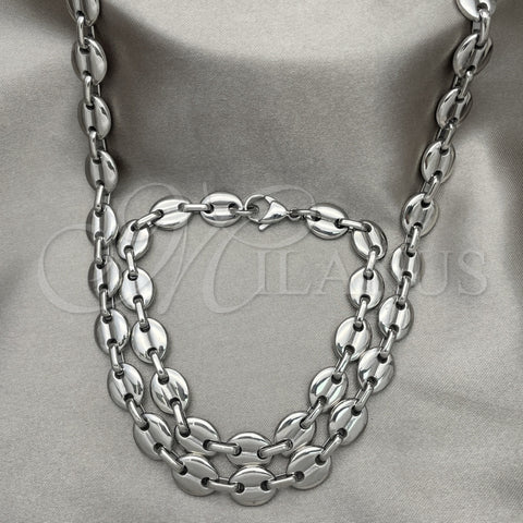 Collar y Pulsera 06.278.0006 Acero Inoxidable, Diseño de Puff Mariner, Pulido, Crudo