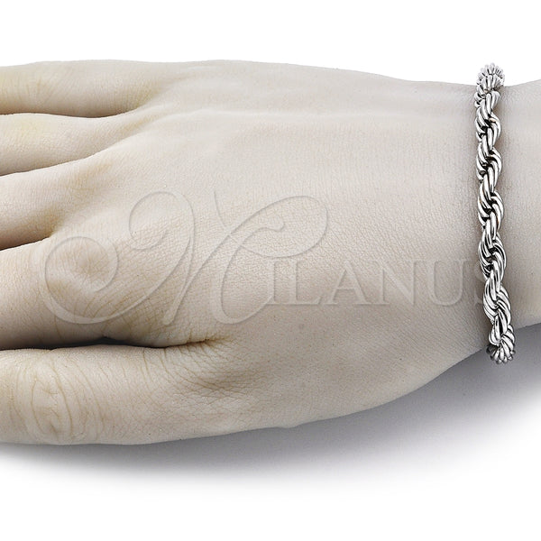 Pulsera Básica 03.278.0012.8 Acero Inoxidable, Diseño de Rope, Pulido, Crudo (06 MM Thickness, 8 Inches Length)