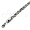 Pulsera Básica 03.278.0012.8 Acero Inoxidable, Diseño de Rope, Pulido, Crudo (06 MM Thickness, 8 Inches Length)
