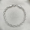 Pulsera Básica 03.278.0012.8 Acero Inoxidable, Diseño de Rope, Pulido, Crudo (06 MM Thickness, 8 Inches Length)