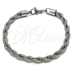 Pulsera Básica 03.278.0012.8 Acero Inoxidable, Diseño de Rope, Pulido, Crudo (06 MM Thickness, 8 Inches Length)