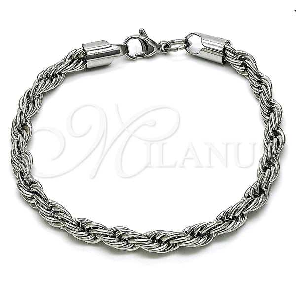 Pulsera Básica 03.278.0012.8 Acero Inoxidable, Diseño de Rope, Pulido, Crudo (06 MM Thickness, 8 Inches Length)