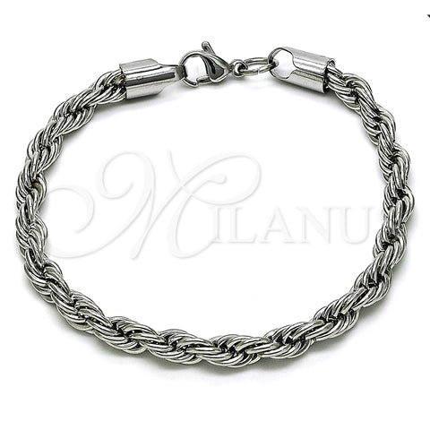 Pulsera Básica 03.278.0012.8 Acero Inoxidable, Diseño de Rope, Pulido, Crudo (06 MM Thickness, 8 Inches Length)