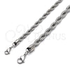 Pulsera Básica 03.278.0012.8 Acero Inoxidable, Diseño de Rope, Pulido, Crudo (06 MM Thickness, 8 Inches Length)