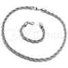 Collar y Pulsera 06.278.0008 Acero Inoxidable, Diseño de Rope, Pulido, Crudo