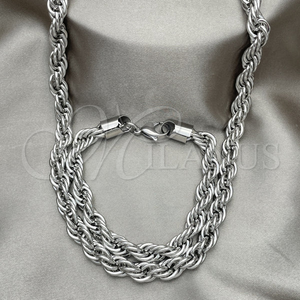 Collar y Pulsera 06.278.0008 Acero Inoxidable, Diseño de Rope, Pulido, Crudo