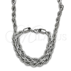 Collar y Pulsera 06.278.0008 Acero Inoxidable, Diseño de Rope, Pulido, Crudo