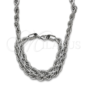 Collar y Pulsera 06.278.0008 Acero Inoxidable, Diseño de Rope, Pulido, Crudo