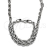 Collar y Pulsera 06.278.0008 Acero Inoxidable, Diseño de Rope, Pulido, Crudo