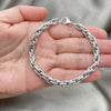 Pulsera Básica 03.278.0014.08 Acero Inoxidable, Diseño de Rope, Diamantado, Crudo (06 MM Thickness, 8 Inches Length)