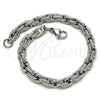 Pulsera Básica 03.278.0014.08 Acero Inoxidable, Diseño de Rope, Diamantado, Crudo (06 MM Thickness, 8 Inches Length)