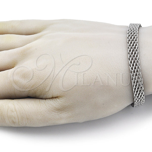Pulsera Básica 03.278.0016.08 Acero Inoxidable, Diseño de Bismarco, Pulido, Crudo (08 MM Thickness, 8 Inches Length)