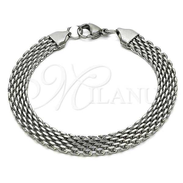 Pulsera Básica 03.278.0016.08 Acero Inoxidable, Diseño de Bismarco, Pulido, Crudo (08 MM Thickness, 8 Inches Length)