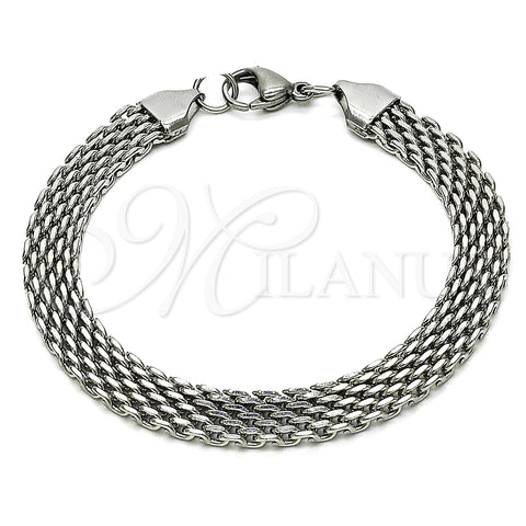 Pulsera Básica 03.278.0016.08 Acero Inoxidable, Diseño de Bismarco, Pulido, Crudo (08 MM Thickness, 8 Inches Length)