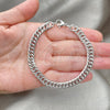 Pulsera Básica 03.278.0018.08 Acero Inoxidable, Diseño de Miami Cubana, Pulido, Crudo (07 MM Thickness, 8 Inches Length)