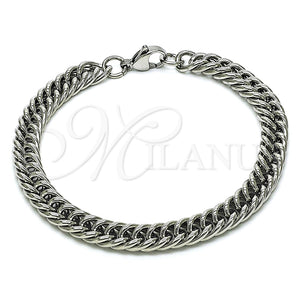 Pulsera Básica 03.278.0018.08 Acero Inoxidable, Diseño de Miami Cubana, Pulido, Crudo (07 MM Thickness, 8 Inches Length)