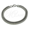 Pulsera Básica 03.278.0018.08 Acero Inoxidable, Diseño de Miami Cubana, Pulido, Crudo (07 MM Thickness, 8 Inches Length)