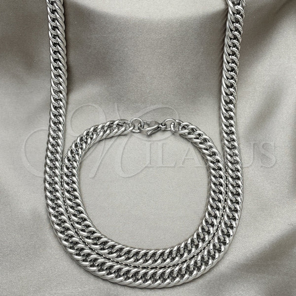 Collar y Pulsera 06.278.0013 Acero Inoxidable, Diseño de Miami Cubana, Pulido, Crudo